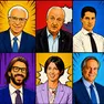 Dall’alto, da sinistra: Marcello Cestaro, Dario Brendolan, Giacomo Mareschi Danieli, Leonardo Maria Del Vecchio, Camilla Benedetti, Fabio de’ Longhi, Sandro Veronesi, Alessandro Benetton, Anna Mareschi Danieli