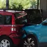 Alcune delle auto coinvolte nell'incidente in viale Leonardo da Vinci (Foto Telefriuli)