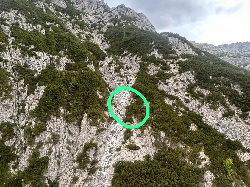 Il punto dove il ragazzo è stato recuperato sul Monte Siera