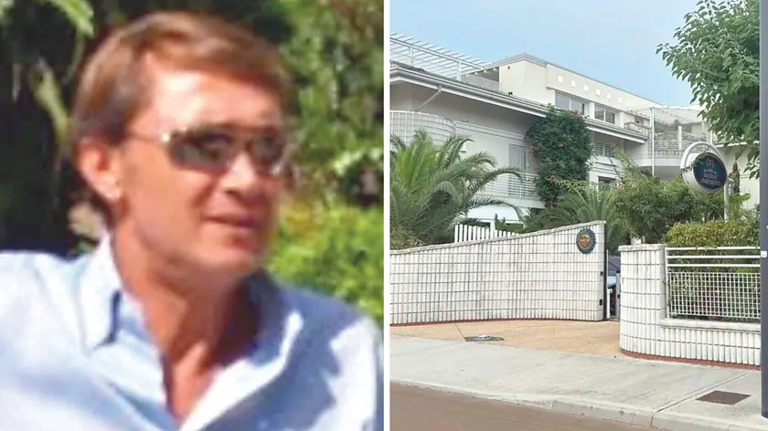 A sinistra Feliciano Zaccolo, a destra l’esterno della Residenza Zaccolo in via Latisana a Lignano Sabbiadoro, dove si è consumata la rapina