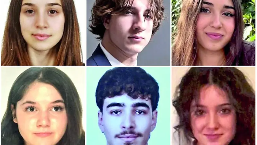 In alto, da sinistra: Gaia Bidinotto, Giovanni Parisi, Mariam Basilone. In basso, Fany Gnesutta, Ilyes Bougandoura, Giulia Schiff