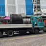 Il cantiere allestito davanti alla gelateria
