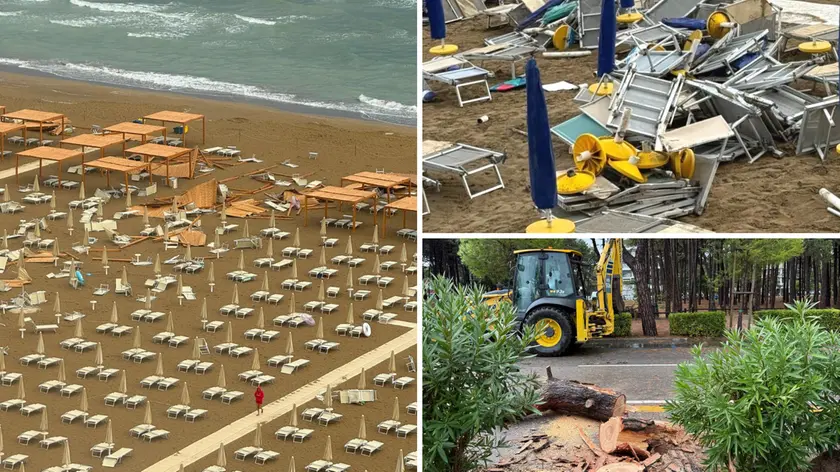 Alcune immagini delle conseguenze del maltempo a Lignano venerdì pomeriggio
