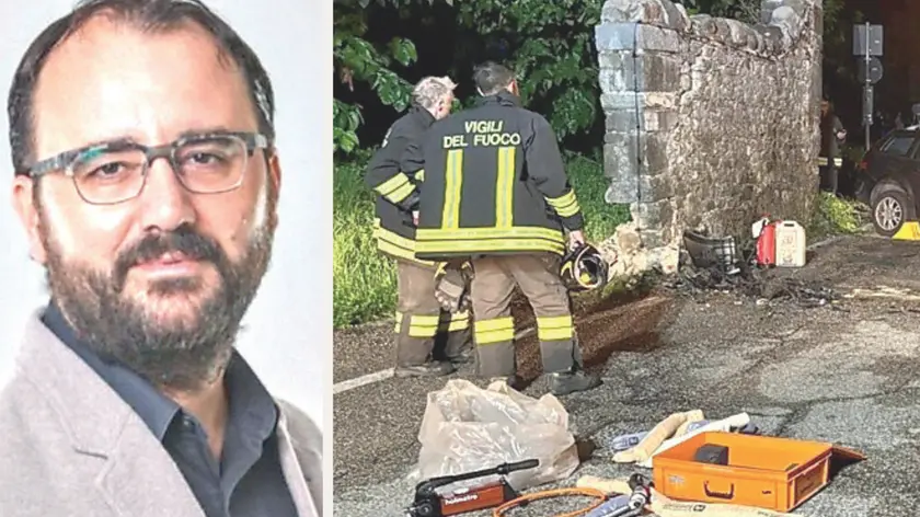 Un primo piano di Andrea Beorchia e un'immagine dell’incidente