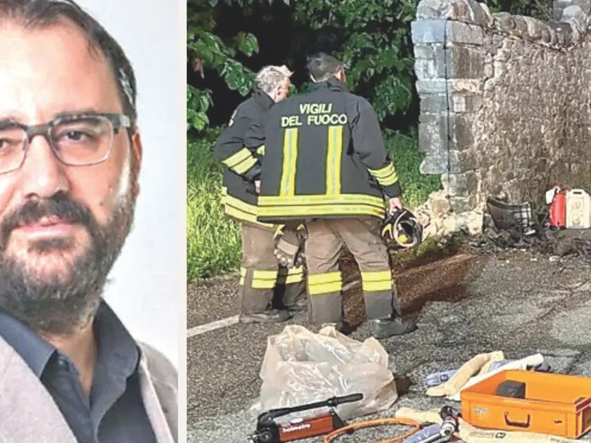 Un primo piano di Andrea Beorchia e un'immagine dell’incidente