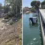 I lavori per il nuovo ponte ciclabile: a sinistra la rampa verso Grado ancora da costruire