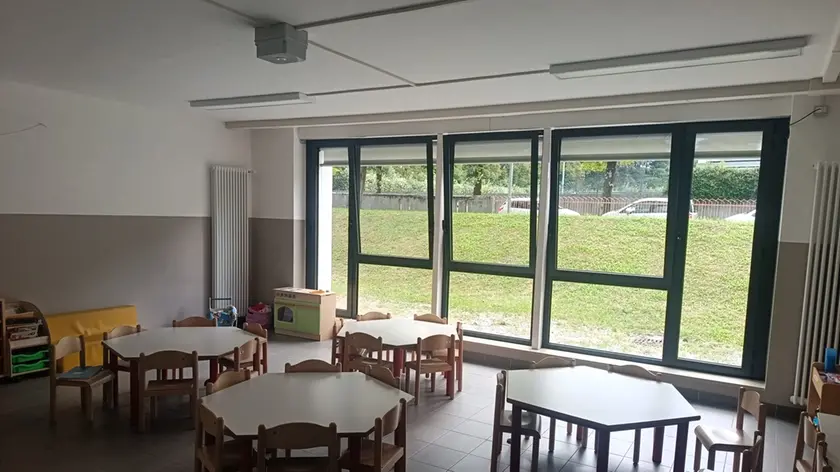 Le aule riservate alla scuola dell’infanzia D’Artegna allestite al piano terra della primaria Pascoli