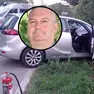 Nel tondo, Andrea Dusso. Nella foto grande, l’automobile e l’albero contro si è schiantato perdendo la vita