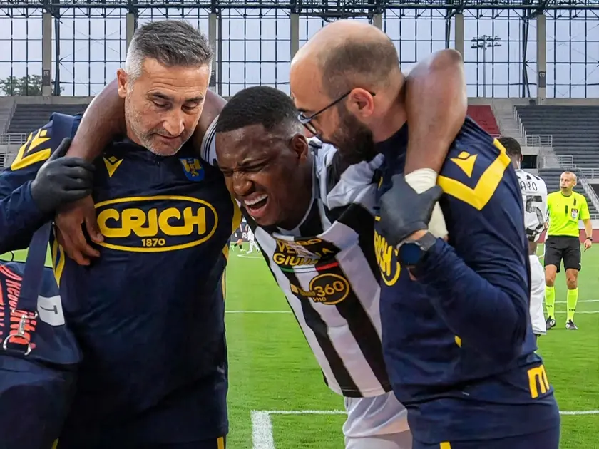 Gueye viene trasportato fuori a braccia dallo staff bianconero