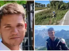Due immagini di Riccardo Brescia, morto a 26 in moto e il luogo dell'incidente
