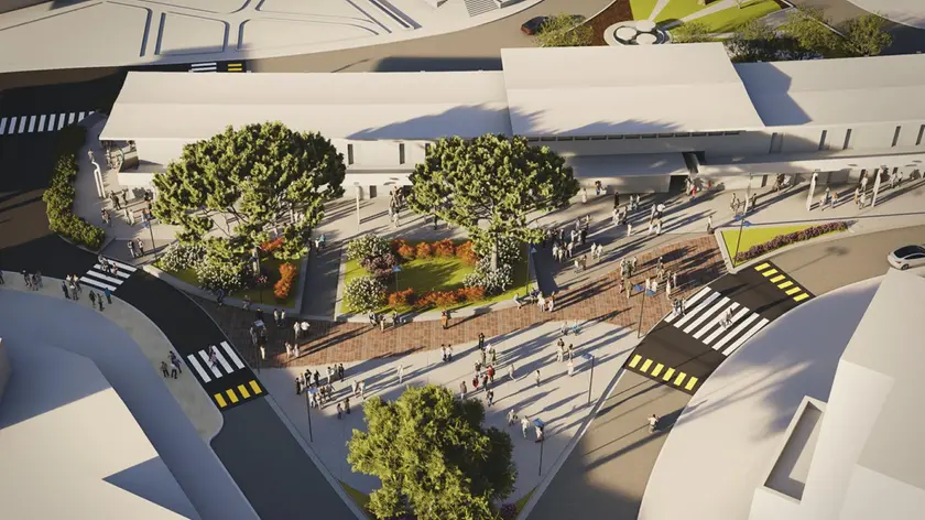 Un render di come sarà l'area dopo i lavori a Pineta