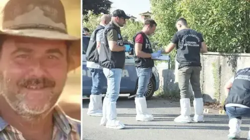 La vittima, Marius Adrian Dorobantu, 59 anni, e gli uomini della polizia scientifica a Porcia