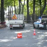 I rilievi della polizia locale in via Fabio di Maniago (Foto Brisotto/Petrussi)
