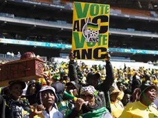 epa11367772 African National Congress Party (ANC) supporters gather at the final election rally held at the FNB Stadium in Soweto, Johannesburg, South Africa, 25 May 2024. The final election campaign rallies by all major parties will be held over the weekend as the country prepares for general elections on May 29. The elections come 30 years after the end of Apartheid and the first free and fair elections in the country. EPA/KIM LUDBROOK