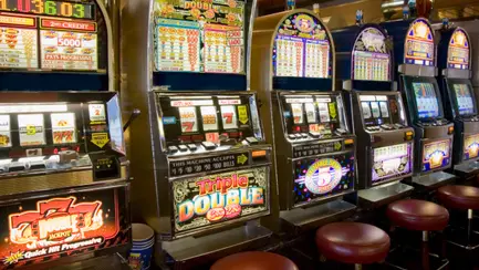 Row of slot machines on cruise ship