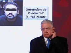 epa10392432 Mexican President Andres Manuel Lopez Obrador reacts during a morning press conference at the National Palace in Mexico City, Mexico, 06 January 2023. At least 29 people were killed in a wave of violence that swept northern Mexico following the arrest of Ovidio 'El Raton' Gumzan, one of the sons of notorious drug lord Joaquin 'El Chapo' Guzman. Mexico’s defense secretary Cresencio Sandoval said 10 of those killed were members of the Mexican Armed Forces and 19 belonged to the heavily armed criminal organizations that sparked the violence. EPA/Jose Mendez