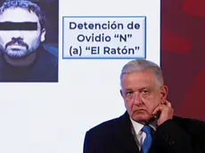 epa10392432 Mexican President Andres Manuel Lopez Obrador reacts during a morning press conference at the National Palace in Mexico City, Mexico, 06 January 2023. At least 29 people were killed in a wave of violence that swept northern Mexico following the arrest of Ovidio 'El Raton' Gumzan, one of the sons of notorious drug lord Joaquin 'El Chapo' Guzman. Mexico’s defense secretary Cresencio Sandoval said 10 of those killed were members of the Mexican Armed Forces and 19 belonged to the heavily armed criminal organizations that sparked the violence. EPA/Jose Mendez