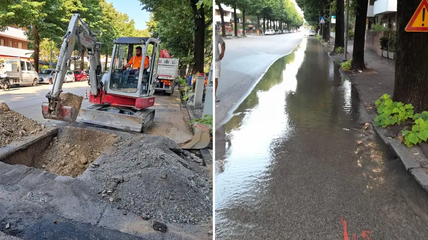 Interventi dopo la perdita d’acqua lungo via Leonardo da Vinci a Udine
