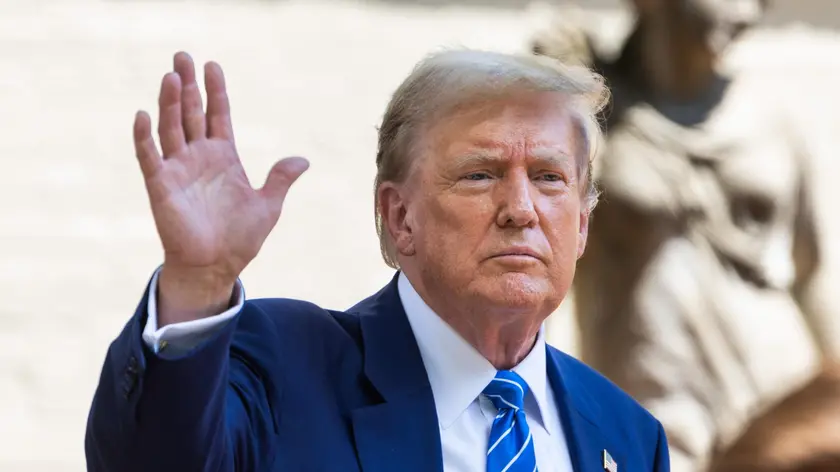 epa11408399 Former US president Donald J. Trump departs an advocacy center after meeting with Senate lawmakers at the National Republican Senatorial Committee on Capitol Hill in Washington, DC, USA, 13 June 2024. It is the first time Trump has returned to the Hill since mobs of his supporters attacked the Capitol building on 06 January 2021. Trump now refers to the insurrectionists as Â?J6 warriorsÂ? and Â?victims.Â? EPA/JIM LO SCALZO