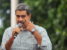 epa11570312 Venezuelan President, Nicolas Maduro, speaks to his followers in Caracas, Venezuela, 28 August 2024. Chavista supporters celebrated on 28 August in the streets of Venezuela the re-election of President Nicolas Maduro in the elections held a month ago, as Venezuelan opposition leader Maria Corina Machado also held a rally in Caracas protesting against the official results of Venezuela's presidential elections, and claiming the victory of Edmundo Gonzalez Urrutia. EPA/MIGUEL GUTIERREZ