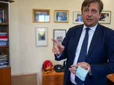 Deputy Minister of Health Pierpaolo Sileri talks during an interview with the Associated Press, in Rome, Wednesday, Aug. 26, 2020. Sileri said that widespread swab-testing and flexibility to quickly shutdown classes or schools with clusters is the key to school reopening. (AP Photo/Andrew Medichini)