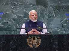 epa11621073 Indian Prime Minister Narendra Modi speaks during the Summit of the Futuree being held in advance of the general debate of the 79th session of the United Nations General Assembly at United Nations Headquarters in New York, New York, USA, 23 September 2024. The general debate of the UN General Assembly starts on 24 September 2024. EPA/SARAH YENESEL