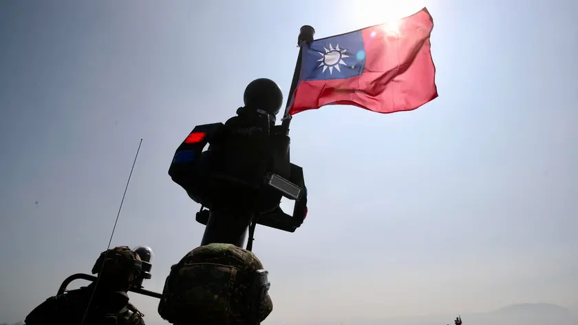 epa11115042 Taiwan marine corps special forces maneuver during a joint fire strike and mine laying preparation exercise in Kaohsiung, Taiwan, 31 January 2024. The government of Taiwan expressed its thanks to the United States on January 28 for reaffirming its commitment to peace across the Taiwan Strait. This followed a series of high-level discussions that took place over the weekend, involving National Security Advisor Jake Sullivan and Chinese Foreign Minister Wang Yi. EPA/RITCHIE B. TONGO