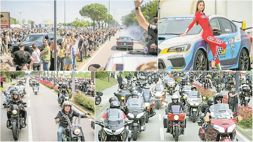 I cortei di auto e di motociclette a Lignano per la 37ª edizione della Biker Fest, iniziativa che ha incluso anche la 28ª Us Car Reunion