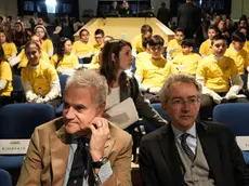 Cerimonia di insediamento del Consiglio delle bambine e dei bambini all’istituto Milani di Caivano, alla presenza del ministro per la Pubblica amministrazione, senatore Paolo Zangrillo Napoli 20 Marzo 2024. ANSA/CESARE ABBATE
