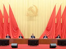 epa11064698 Chinese President Xi Jinping (C), General Secretary of the Communist Party of China (CPC) Central Committee and chairman of the Central Military Commission, addresses the third plenary session of the 20th CPC Central Commission for Discipline Inspection (CCDI) in Beijing, China, 08 January 2024. Li Qiang, Zhao Leji, Wang Huning, Cai Qi, Ding Xuexiang and Li Xi attended the meeting. EPA/XINHUA / PANG XINGLEI CHINA OUT / UK AND IRELAND OUT / MANDATORY CREDIT EDITORIAL USE ONLY EDITORIAL USE ONLY