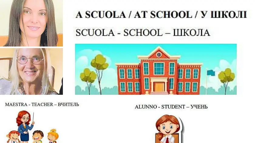 Un disegno accompagna i vocaboli in lingua italiana, inglese e ucraina: così per centinaia di parola, azioni quotidiane, numeri, contenuti in 216 pagine del volume “A scuola con noi”, Migrazioni editore, che viene distribuito gratuitamente in tutte le scuole italiane che ne faranno richiesta (3 euro online). La tradizione in ucraino è stata fatta dalla mamma madrelingua di un alunno che frequenta la scuola elementare Collodi di Pordenone