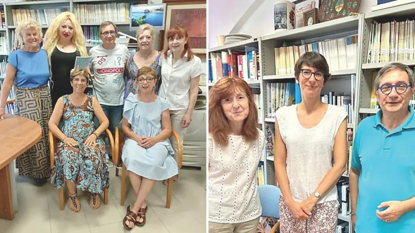 Nella foto a sinistra, la seconda da sinistra Barbara Vivan con il direttivo del Ciavedal; nella foto a destra, da sinistra, Luisa Zuccolo, Rosa Mucignat e Raffaele Cadamuro