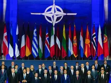 epa11469459 Leaders of NATO member countries and NATO Secretary General Jens Stoltenberg gather for a family photo at the NATO 75th Anniversary ceremony at the Mellon Auditorium in Washington, DC, USA, 09 July 2024. The 75th Anniversary NATO Summit is taking place in Washington, DC from 09-11 July. EPA/SHAWN THEW