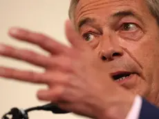epa11409556 Reform UK Leader Nigel Farage makes an election speech in London, Britain, 14 June 2024. Britain is to hold a snap election on 04 July 2024. EPA/NEIL HALL