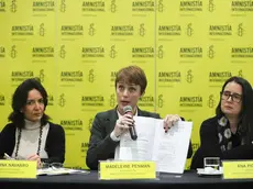 epa11486015 The South America researcher for Amnesty International (AI) Americas, Madeleine Penman (C); the executive director of AI Peru, Marina Navarro (L); and the director of AI Americas, Ana Piquer, presented the evidence obtained by AI in a report released in Lima, Peru, 18 July 2024. According to the evidence gathered by Amnesty International and detailed in the report, President of Peru, Dina Boluarte, may bear criminal responsibility for the deaths of protesters during the late 2022 and early 2023 protests. The report indicates that while it is suggested that the president could have changed tactics to prevent further fatalities, this did not occur. EPA/Paolo Aguilar