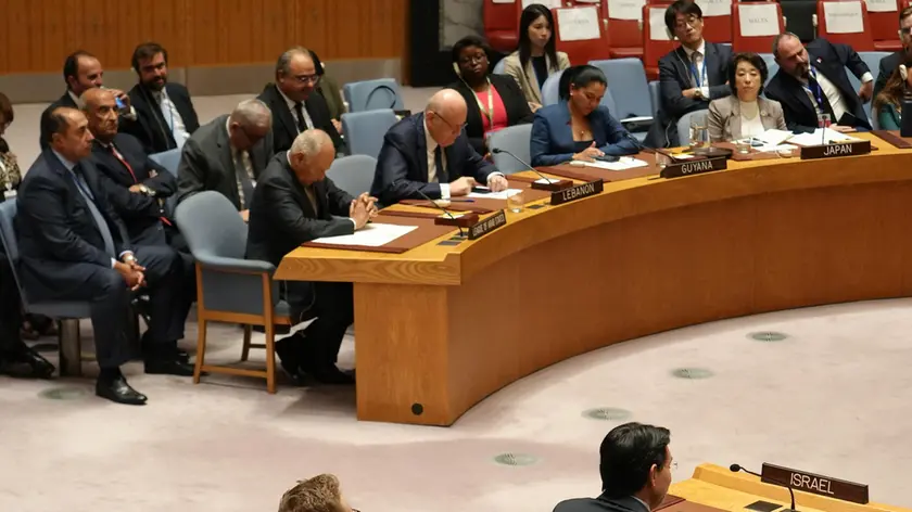 epa11625125 Israel Ambassador Danny Danon speaks during a United Nations Security Council meeting called to address the rising tensions between Israel and Lebanon on the sidelines of the General Debate of the 79th session of the United Nations General Assembly at UN Headquarters in New York, New York, USA, 25 September 2024. EPA/STEPHANI SPINDEL