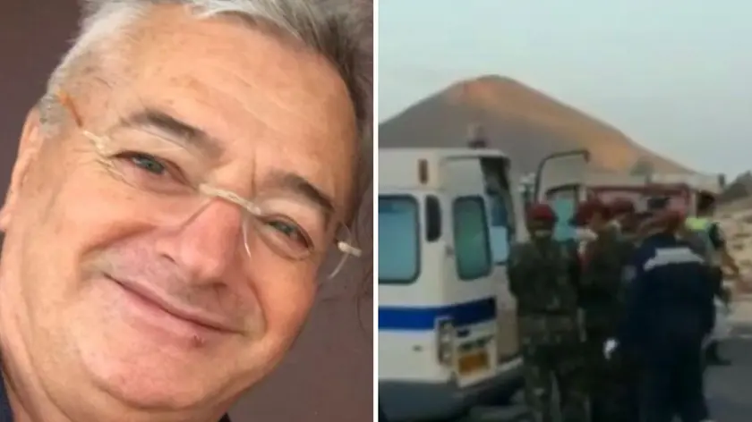 Tiziano Scovacricchi e, a destra, i soccorritori sul luogo del ritrovamento (dall'emittente capoverdiana Rtc)