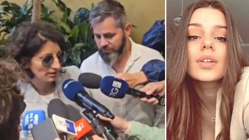 Mihaela risponde alla stampa nei giorni della tragedia; a destra la figlia Patrizia Cormos