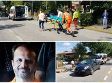 I soccorsi subito dopo lo schianto e, in basso a sinistra, la vittima: Giovanni Maria D'Abrosca
