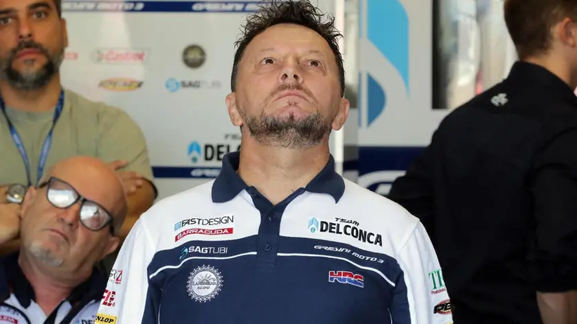 Italian manager Fausto Gresini team in the box for Free Practice 3 of Grand Prix of San Marino and Riviera of Rimini at Misano circuit, in Misano Adriatico, Italy, 09 September 2017. ANSA/Fabrizio Petrangeli