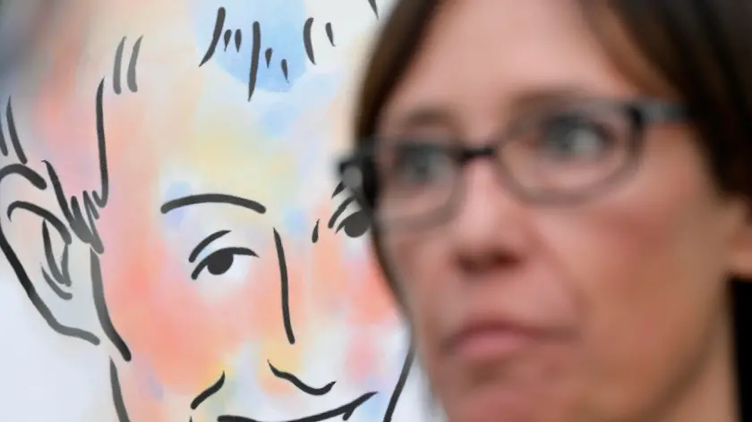 Ilaria Cucchi in occasione del ricordo del fratello Stefano, in via Lemonia a Roma, per i 12 anni dalla morte, 22 ottobre 2021. ANSA/CLAUDIO PERI