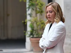 Italian Prime Minister Giorgia Meloni waits for President of the European Council Antonio Luis Santos da Costa at the Chigi palace in Rome, Italy, 22 July 2024. ANSA/ETTORE FERRARI