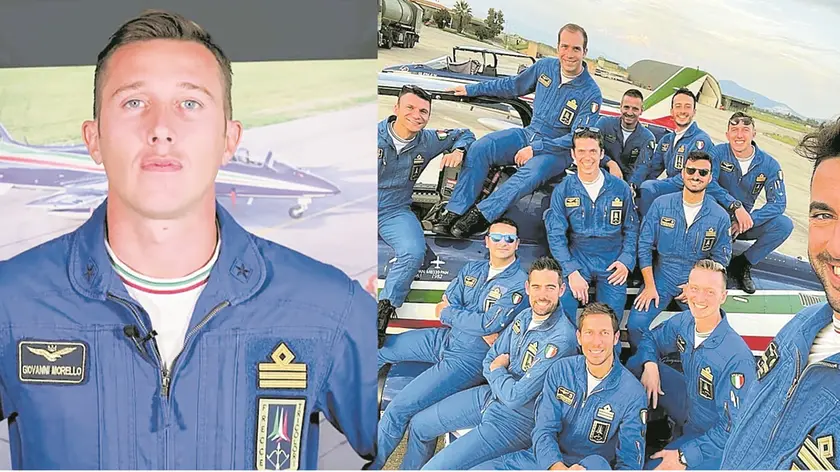 Il capitano pilota Giovanni Morello, veneto di Este, e il gruppo di piloti della Pattuglia acrobatica nazionale, le Frecce tricolori