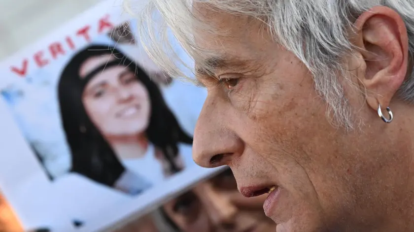 Pietro Orlandi nel corso del presidio per la sorella Emanuela in piazza Cavour a Roma, 13 gennaio 2024. ANSA/CLAUDIO PERI