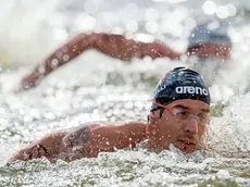 epa04353180 Federico Vanelli from Italy competes in the men's 10km Open Water final during the 32nd LEN European Swimming Championships 2014 at the Gruenau course in Berlin, Germany, 14 August 2014. EPA/TIM BRAKEMEIER