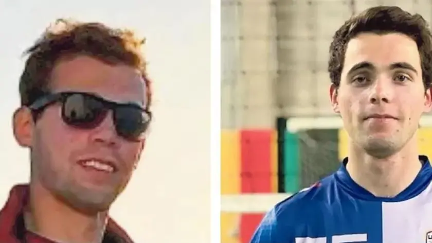 Due immagini di Filippo Turetta, 22 anni: a sinistra, durante una gita con gli amici, a destra con la maglia della squadra di pallavolo con cui ha giocato fino a un paio di anni fa