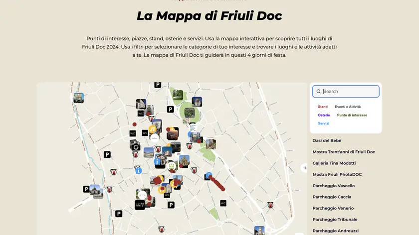 Uno screenshot della mappa interattiva di Friuli Doc