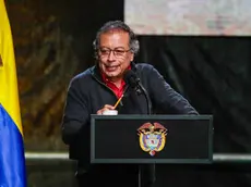 epa11492023 The president of Colombia, Gustavo Petro, speaks at the La Santamaría Bullring in Bogota, Colombia, 22 July 2024. The Colombian Government sanctioned the 'No more olé' law, which prohibits bullfighting in the country from 2027 and was approved by Congress last May, an initiative that, according to bullfighting defenders, will affect the economy and the employment of the people who make a living from the activity. EPA/Carlos Ortega