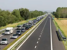 Aiello 25 Agosto 2012 . Traffico e code Autostrada a ridosso dello svincolo di Palmanova . Telefoto Copyright Petrussi Foto Press\Bressanutti