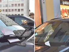 Multe sui parabrezza nell’anello attorno a piazza XX settembre (foto Petrussi)